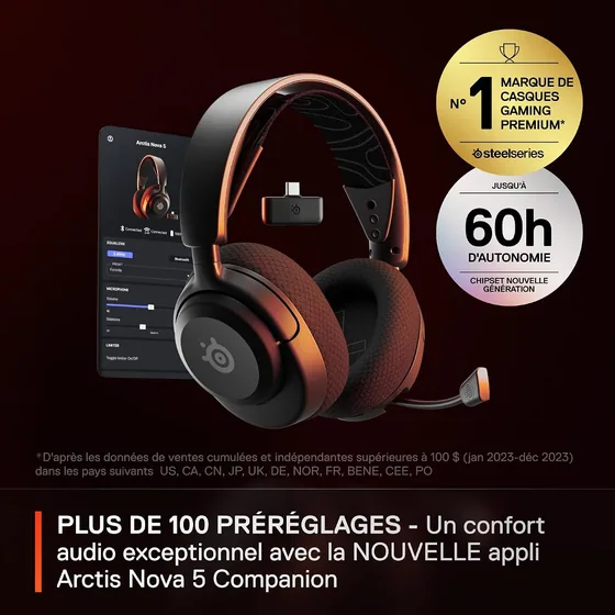 Arctis Nova 5 — casque gaming sans fil — vue 3