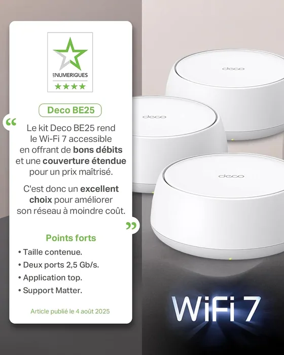 Deco BE25 — kit Wi-Fi 7 maillé, 3 bornes — vue 3