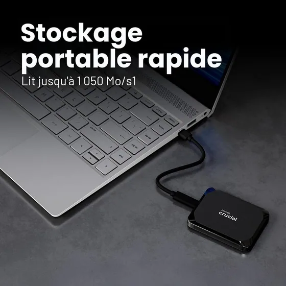 SSD externe Crucial X9 1 To, USB-C, 1 050 Mo/s — vue 2