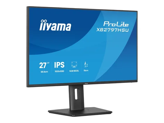 XB2797HSU-B1 — écran 27″ réglable en hauteur — Trois quarts gauche