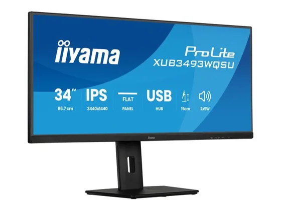 XUB3493WQSU-B6 — écran 34″ ultra-large — Trois quarts gauche